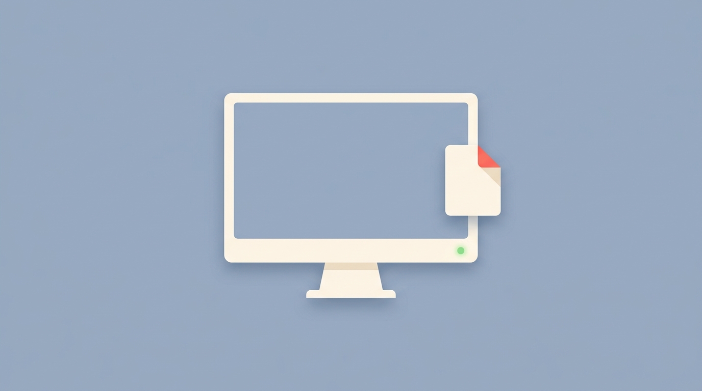 A desktop monitor with a configuration file and a connected indicator, representing Claude Desktop MCP setup.