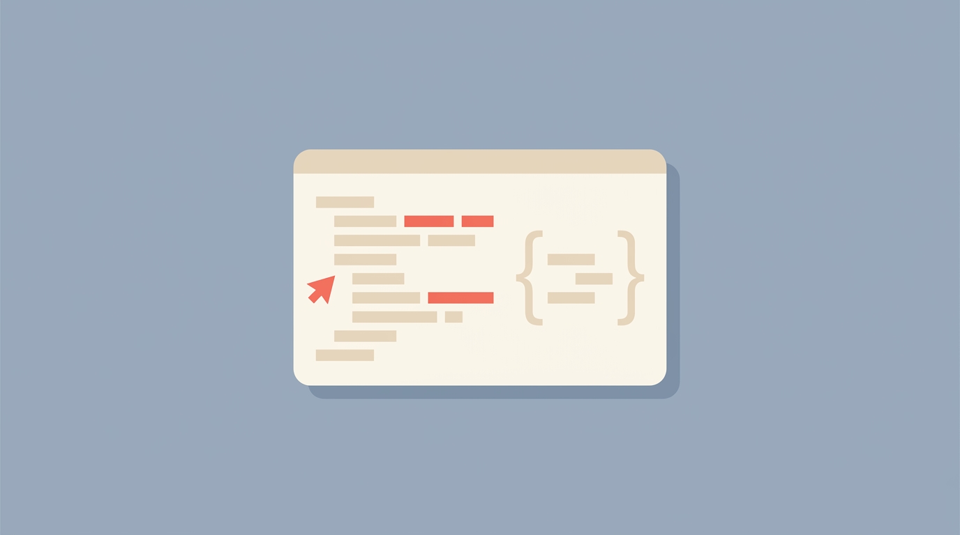A terminal window with abstract code and a JSON response snippet.