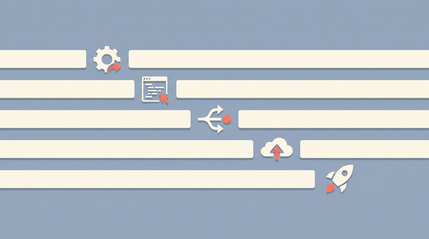 Five parallel workflow lanes with distinct icons, representing different example workflows.
