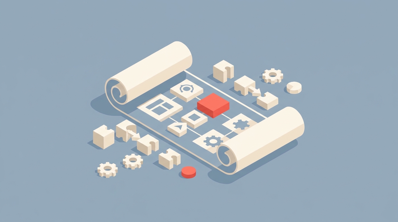 A blueprint with modular agent components ready for assembly.