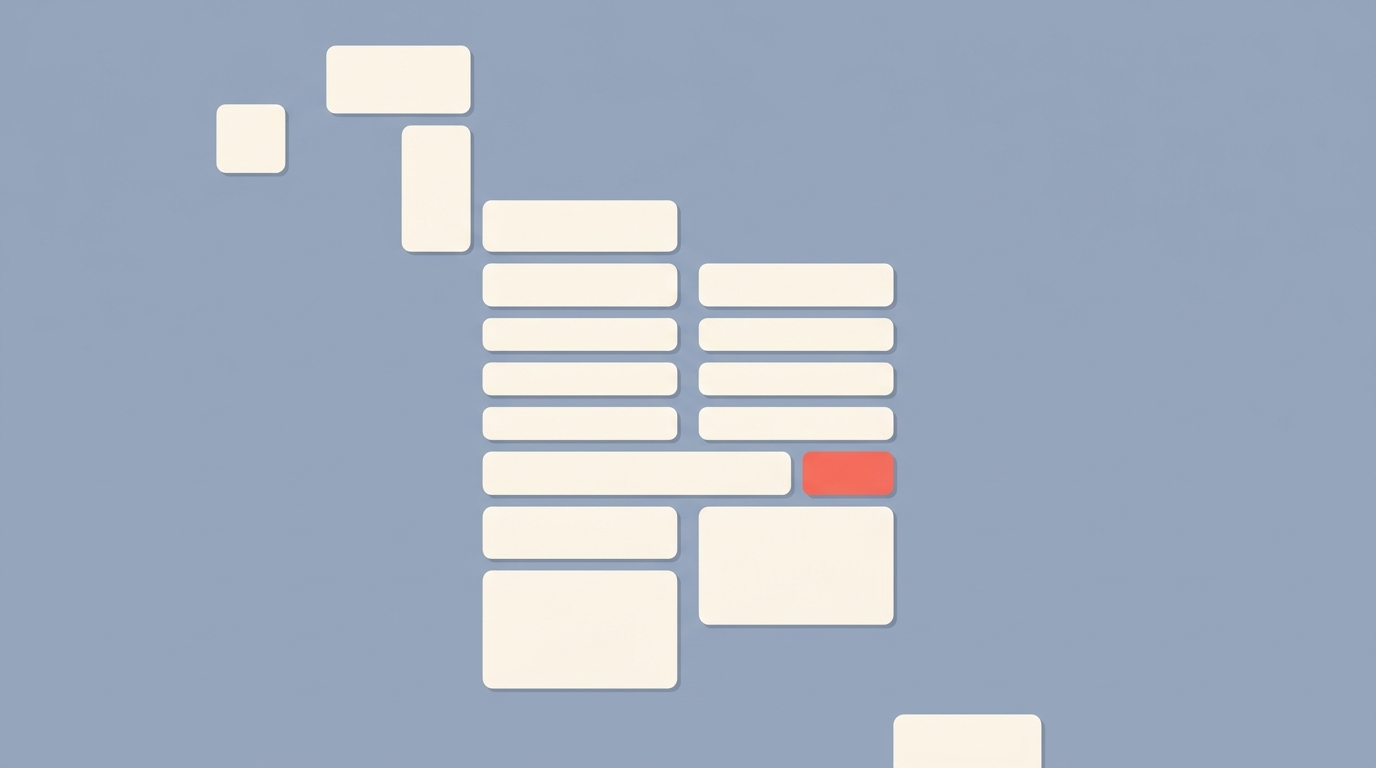 Transcript chunks arranging into structured blog paragraphs on a page.