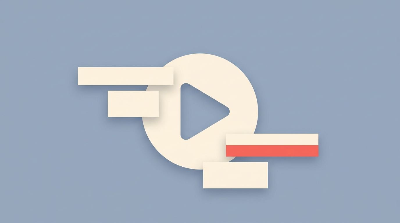 A video with synchronized text rectangles appearing over it in rhythm.
